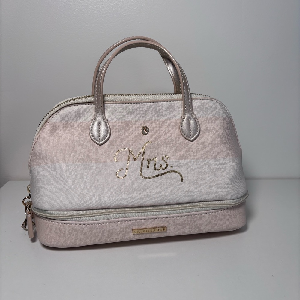 NWOT | Bridal “Mrs.” White Cosmetic Bag | Spartina 449 Travel Tote - Picture 5 of 9